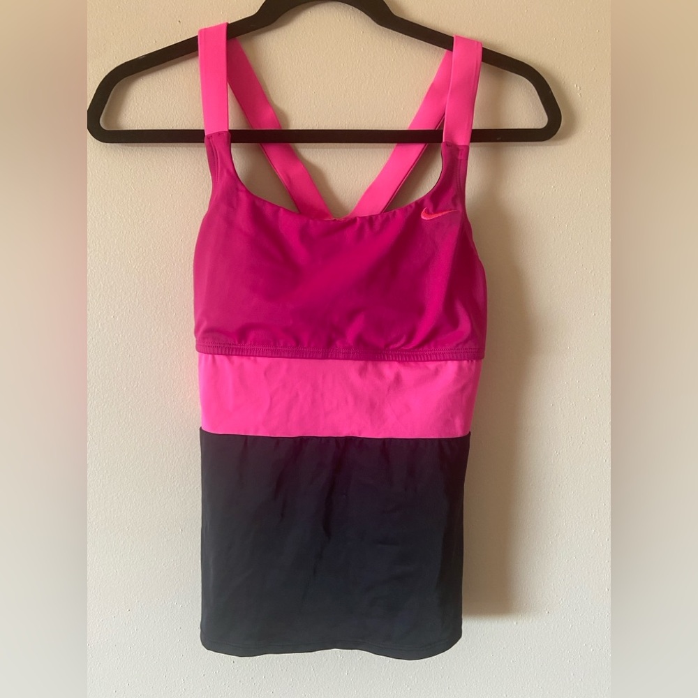 Nike Pink and Black Swim Tank